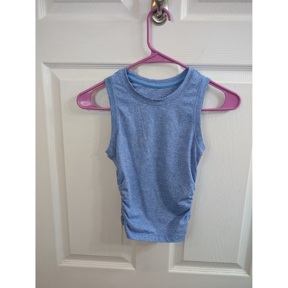 Lululemon All It Takes Tank Top Women Blue Ruched Side Cropped - Size‎ 4